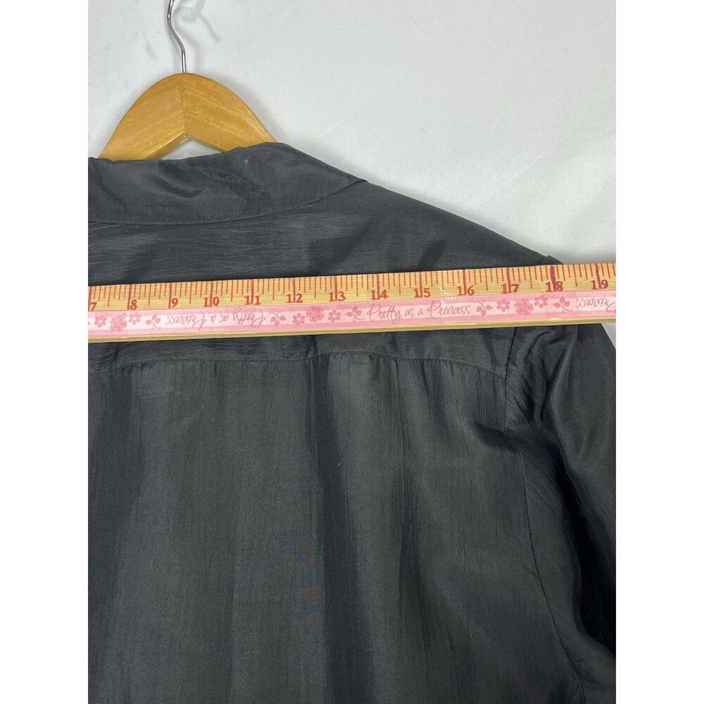 Black 100% Silk Blazer Women M Lightweight Classic Minimal Jacket - Picture 11 of 12
